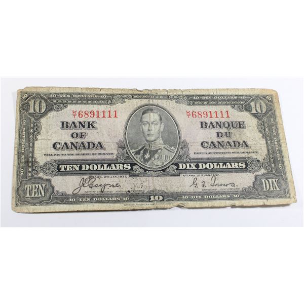 1937 CANADIAN $10 BANK NOTE