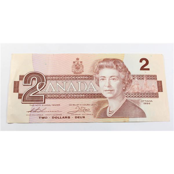 1986 CANADIAN $2 BANK NOTE