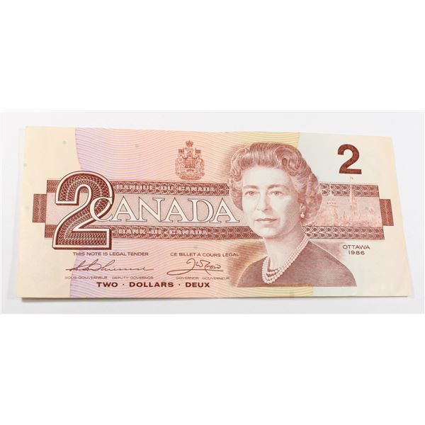 1986 CANADIAN $2 BANK NOTE