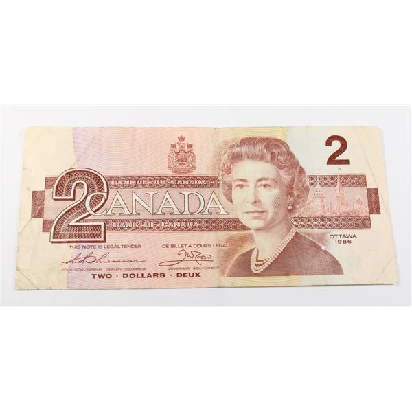 1986 CANADIAN $2 BANK NOTE