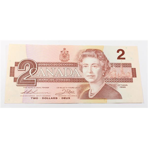 1986 CANADIAN $2 BANK NOTE