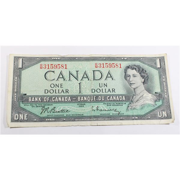 1954 CANADIAN $1 BANK NOTE