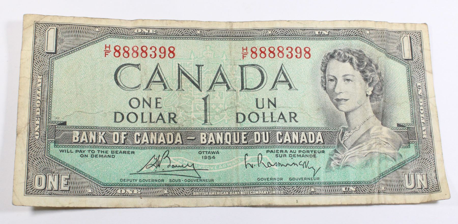 1.com Bank Note 1954 CANADIAN $1 BANK NOTE