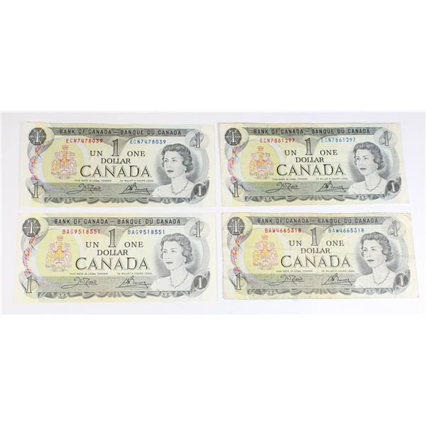LOT OF 4 1973 CANADIAN $1 BANK NOTES