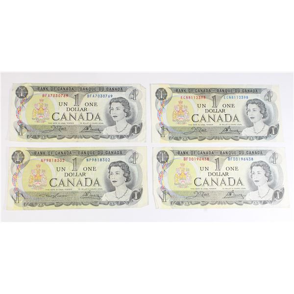 LOT OF 4 1973 CANADIAN $1 BANK NOTES