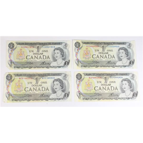 LOT OF 4 1973 CANADIAN $1 BANK NOTES