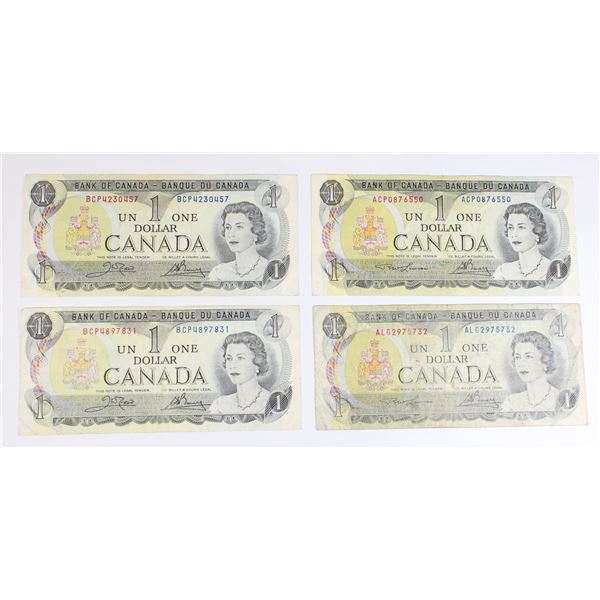LOT OF 4 1973 CANADIAN $1 BANK NOTES