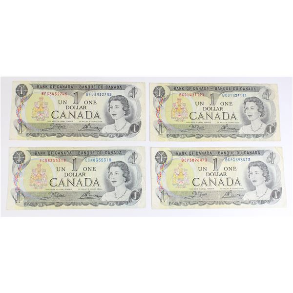 LOT OF 4 1973 CANADIAN $1 BANK NOTES