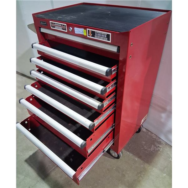 RED HOMAK TOOL CABINET WITH WHEELS