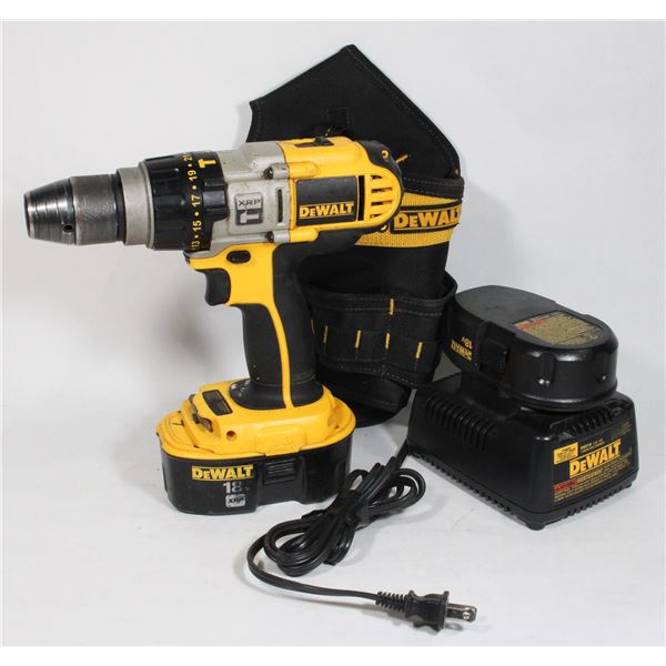 DEWALT DRILL 18V WITH HEAVY DUTY HOLDER, 2 BATTERIES