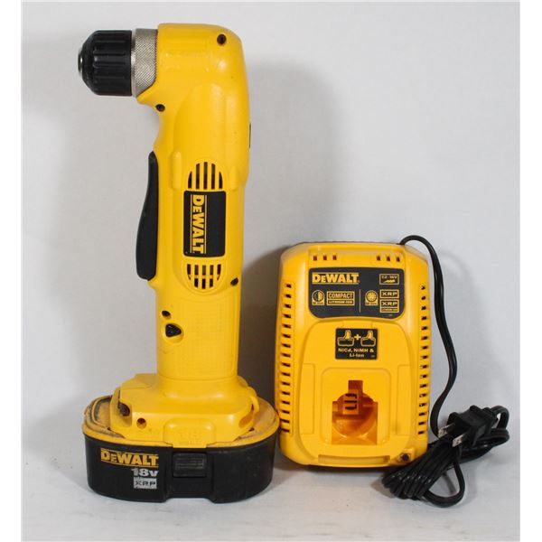 DEWALT 18V CORDLESS RIGHT ANGLE DRILL WITH