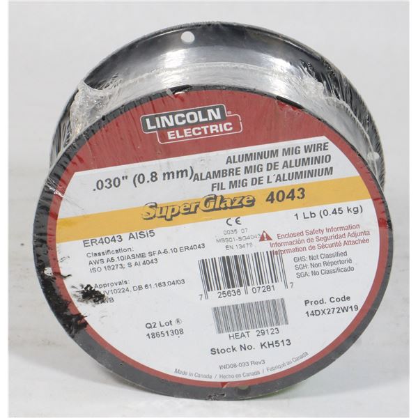 LINCOLN 4043 ALUMINUM MIG WIRE (0.8MM / 1LB)