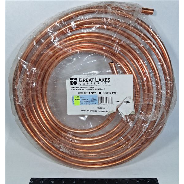 GREAT LAKES COPPER GENERAL PURPOSE TUBE 1/2" X 25"