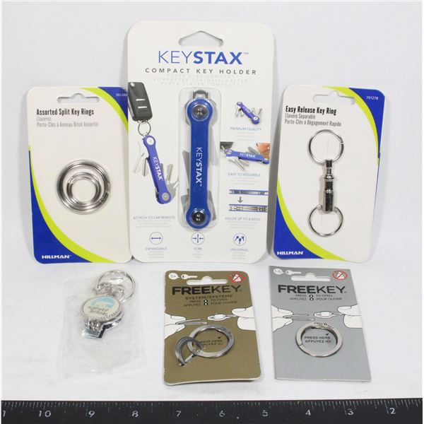 LOT OF NEW KEYCHAINS AND ACCESSORIES