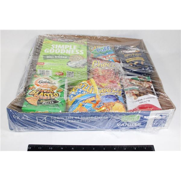LARGE FLAT OF COOKIES, CRACKERS, AND MORE