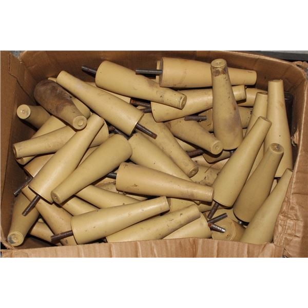 LARGE BOX OF FURNITURE LEGS