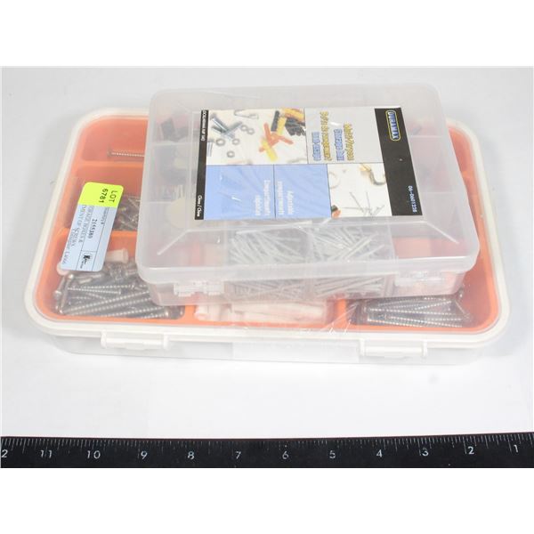 TWO STORAGE BOXES & ASSORTMENT OF SCREWS