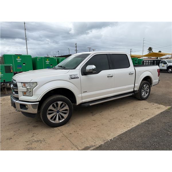 (867517) 2015 Ford F150 Lariat Pickup Truck 4WD 115,806 Miles, Lic. 273TVT (Starts & Runs)