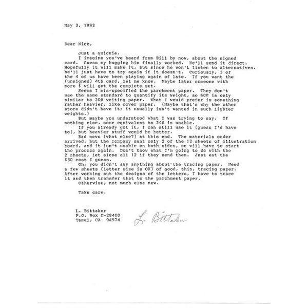 Serial Killer Lawrence Bittaker Signed Letter