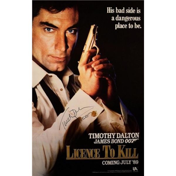 James Bond in License to Kill signed movie poster