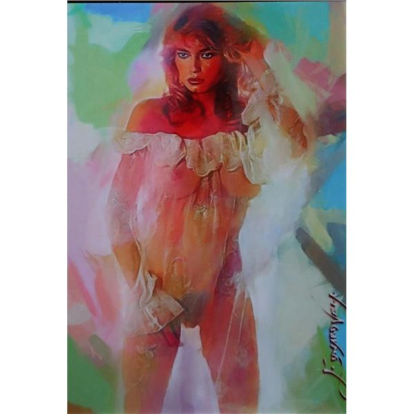 Playboy Playmate Marianne Gravatte Trading Card signed by Artist Edward Vela-RARE