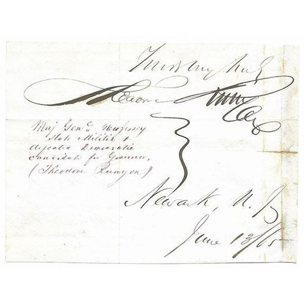 Brigidear General Theodore Runyon Signed Civil War Signature Cut