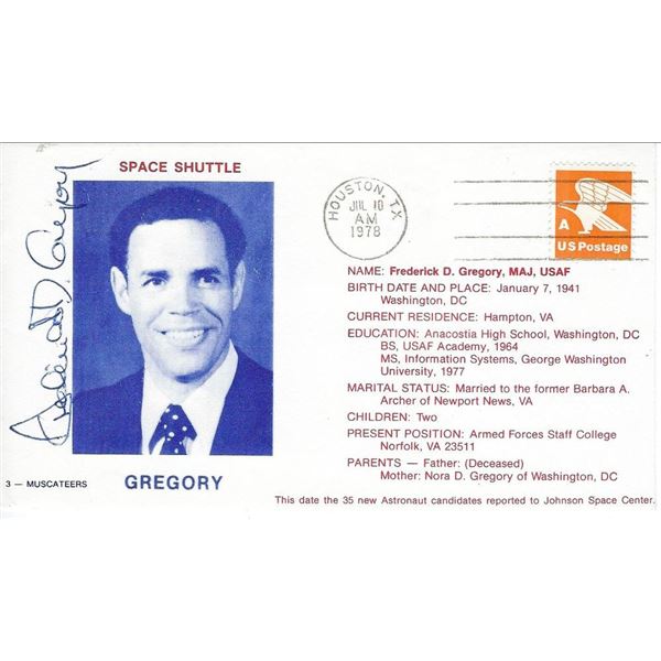 Astronaut Frederick Gregory signed 1978 Space Shuttle commemorative First Day Cover
