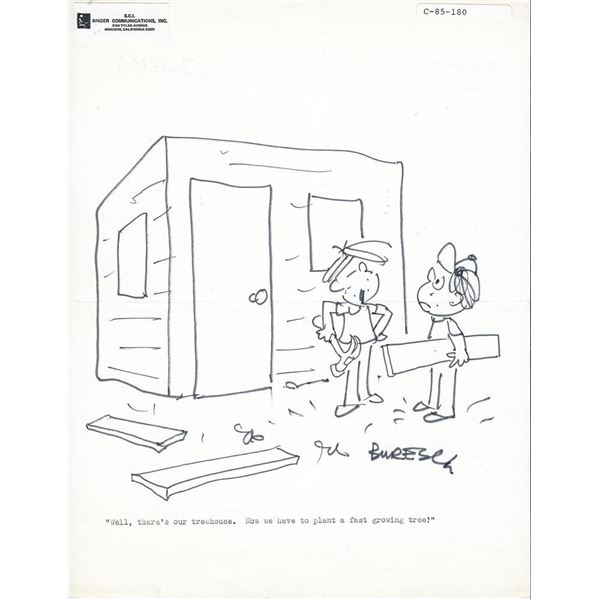 Joe Buresch signed original hand drawn sketch