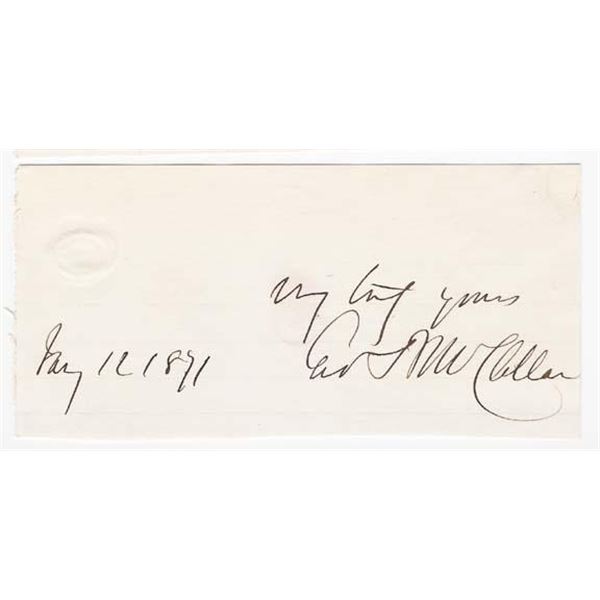 Army Of the Potomac CommanderGeorge McClellan Signed Civil War Signature Cut