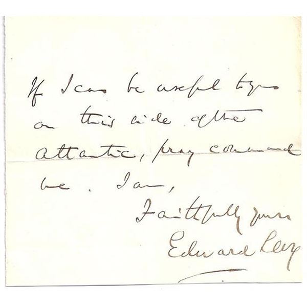 Limerick Writer Edward Lear signed handwritten letter