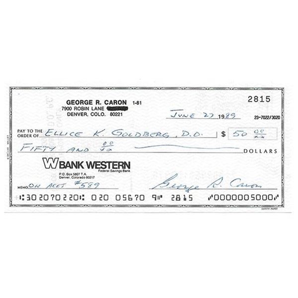 Enola Gay Airman George R Caron Signed Check