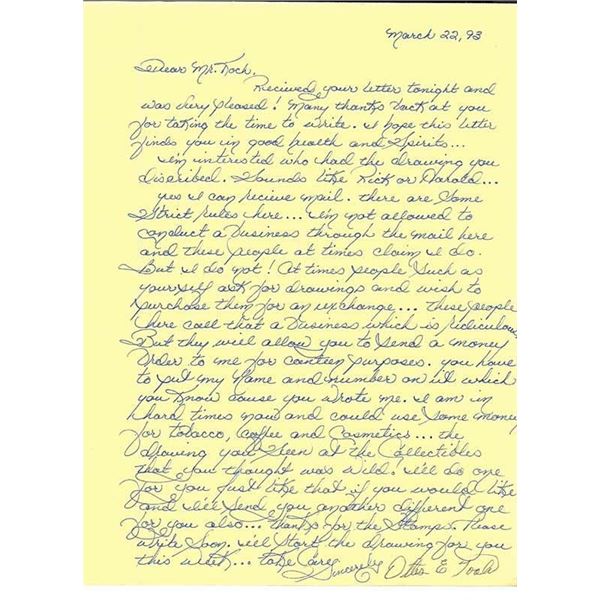 Serial Killer Ottis Toole Signed Envelope