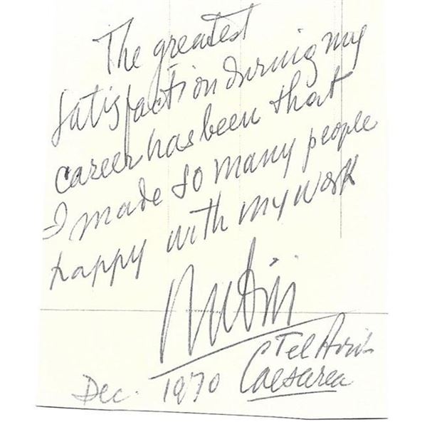 Artist Reuven Rubin Signed Photograph