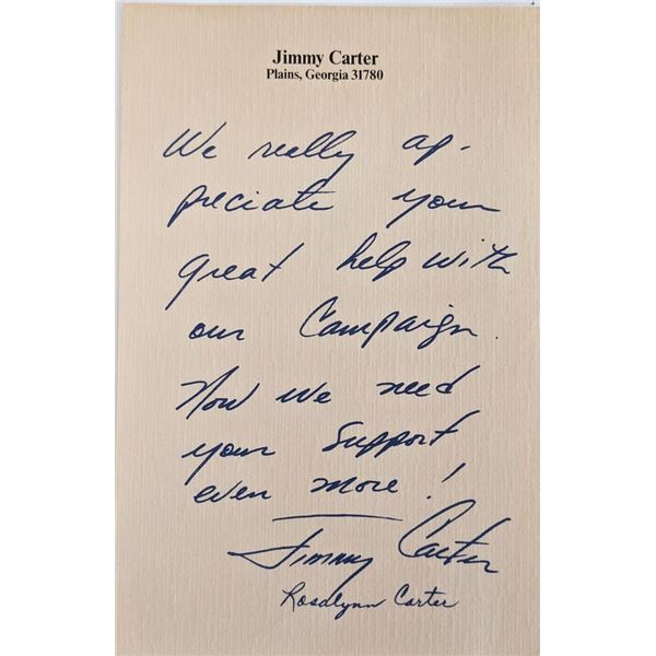 Jimmy and Rosalynn facsimile signed letter
