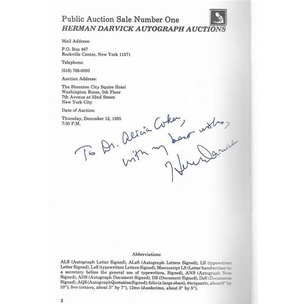 Herman Darvick Signed Flyer