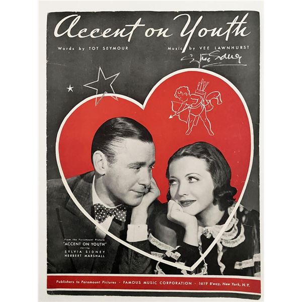 Sylvia Sidney signed music book