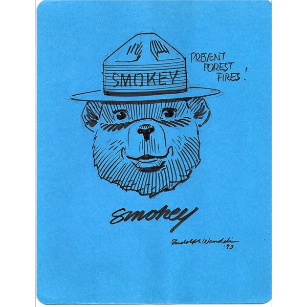 Smokey the Bear creator Rudolph Wendelin Signed Artwork