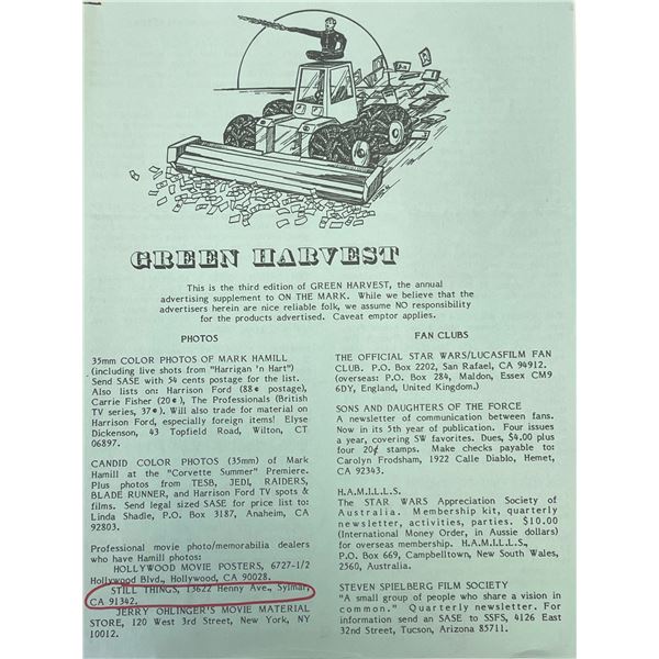 Star Wars Mark Hamill newsletter page