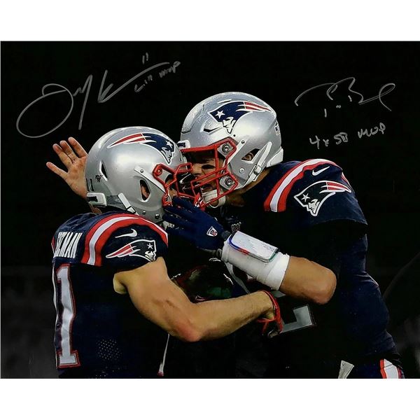 New England Patriots Julian Edelman and Tom Brady facsimile signed  photo