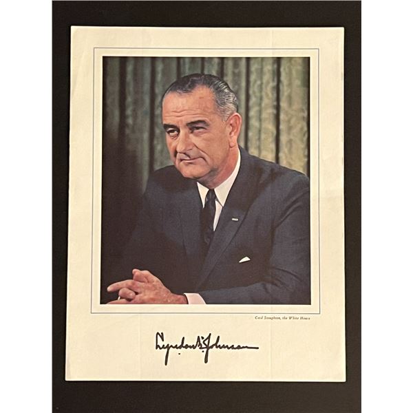 36th President Lyndon B. Johnson Facsimile Signed Photo Art Print