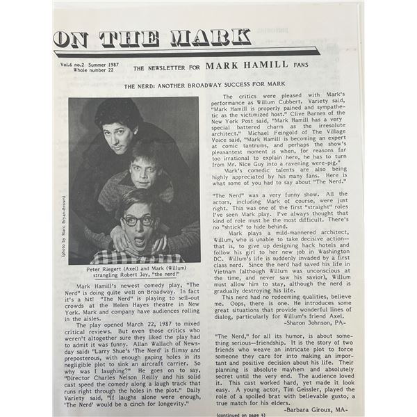 Star Wars Mark Hamill newsletter page