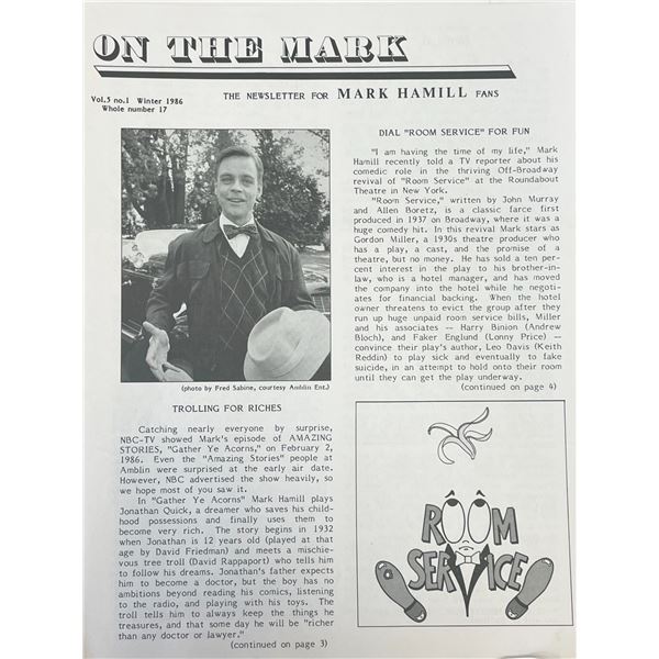 Star Wars Mark Hamill newsletter page