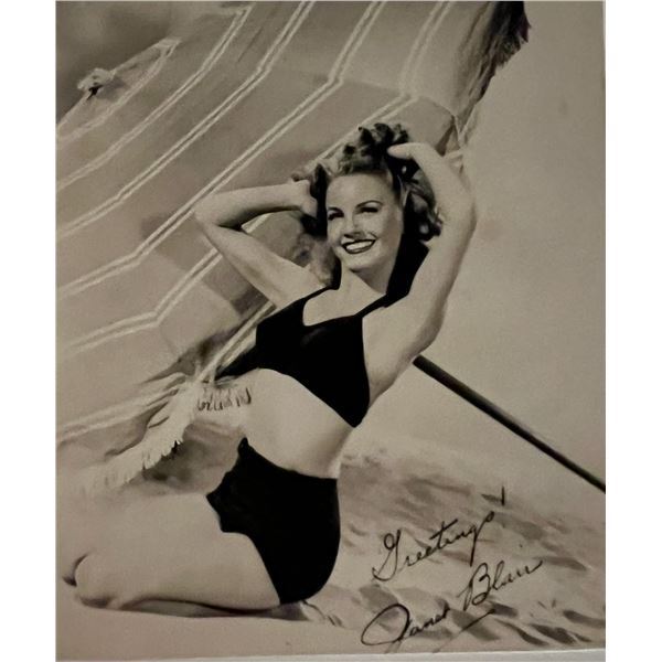 Janet Blair facsimile signed photo. 3x5 inches