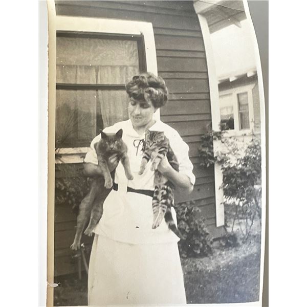 Woman with cats vintage photo