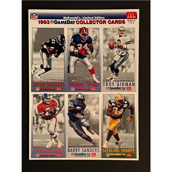 1993 uncut Football stars cards sheet