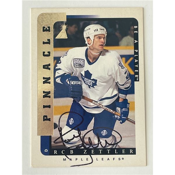 Toronto Maple Leafs Rob Zettler 1997 Pinnacle #64 signed trading card