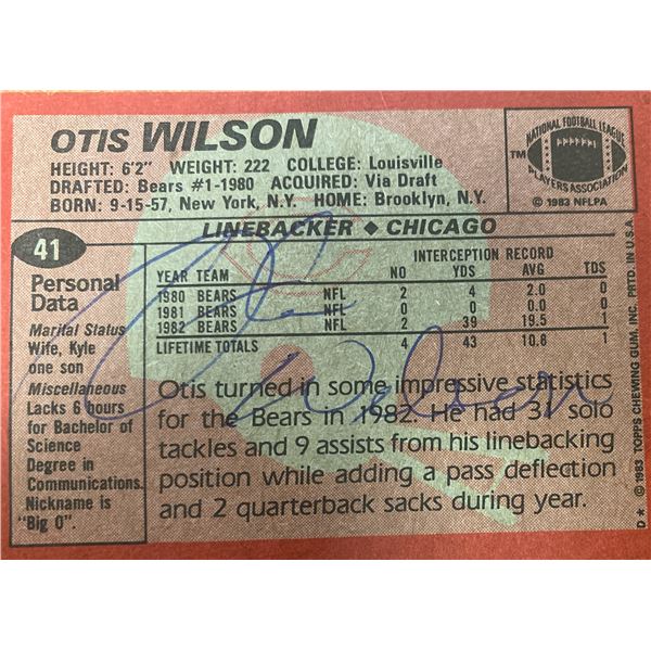 Chicago Bears Otis Wilson 1983 Topps #41 signed trading card