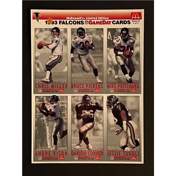 1993 Falcons Football Uncut Card Sheet
