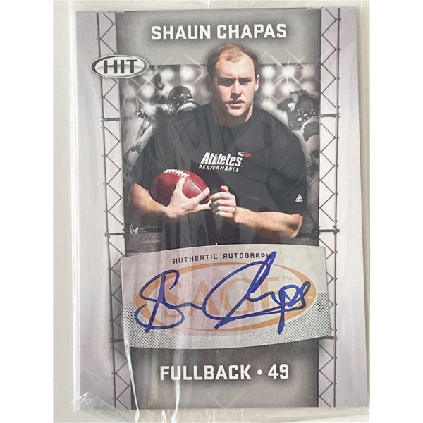 Shaun Chapas signed 2011 Sage Hit #29 trading card