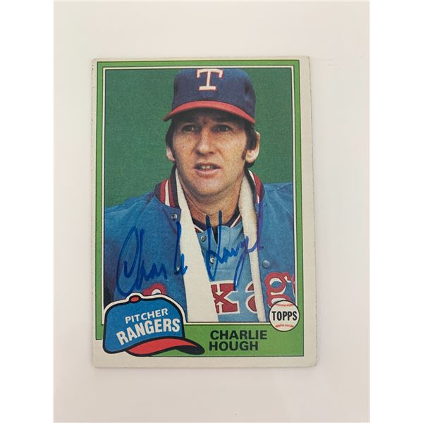 Charlie Hough signed baseball card
